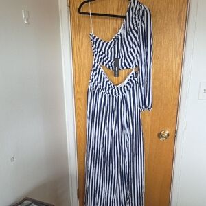 Fashion Nova Navy and White Striped Dress